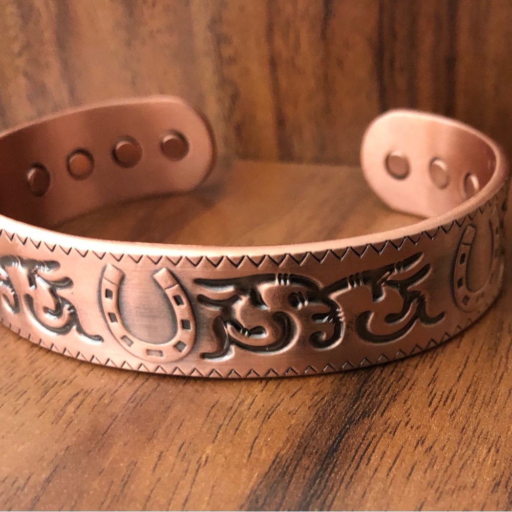 Horse Shoe Design Pure Copper Magnetic Bracelet Energy Cuff Bangle Good Luck